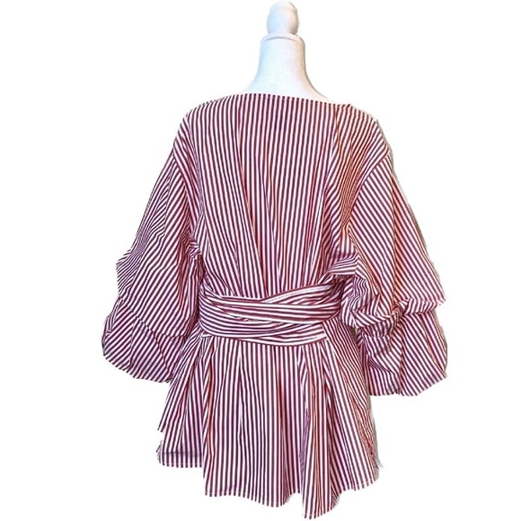 INC International Concepts Pink & White Striped Shirt with Puffed Sleeve Size 2X - Picture 6 of 11
